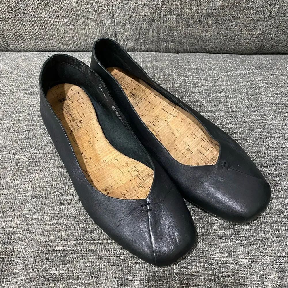 Korks Padilla Black Leather Flats Women Size 6